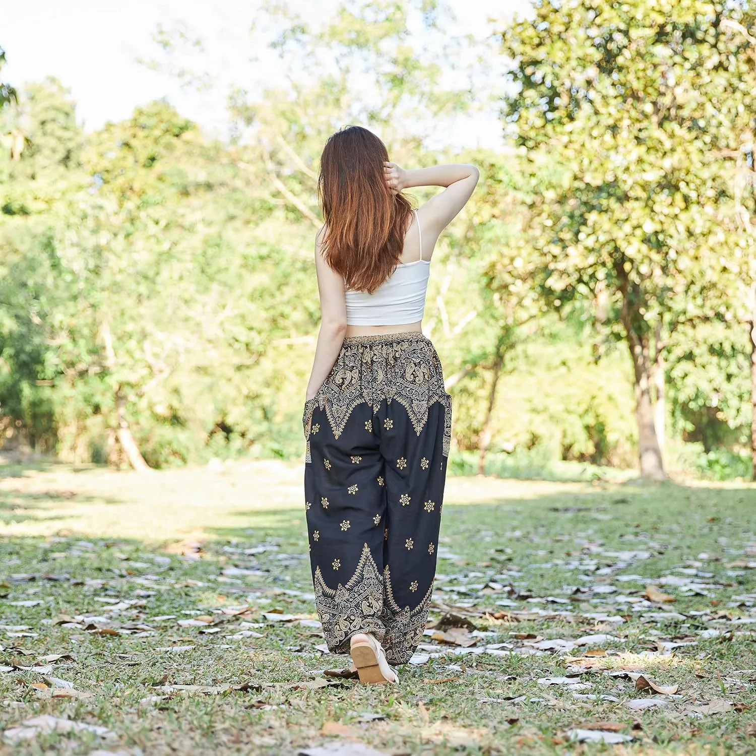 Lannaclothesdesign Women's Elephant Hippie Boho Yoga Harem Pants