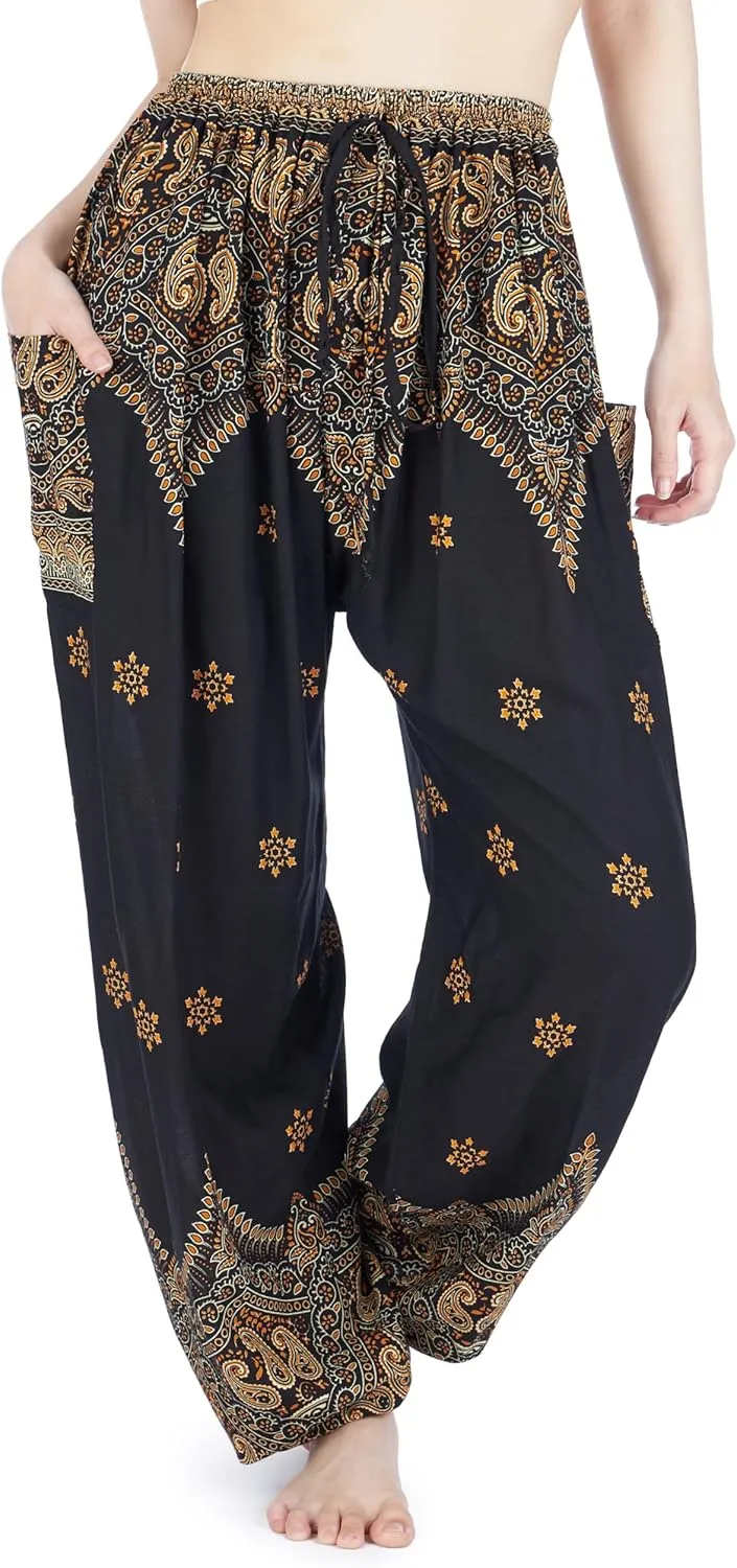 Lannaclothesdesign Women's Elephant Hippie Boho Yoga Harem Pants