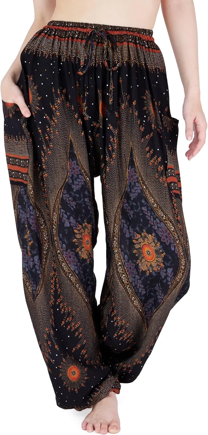 Lannaclothesdesign Women's Elephant Hippie Boho Yoga Harem Pants