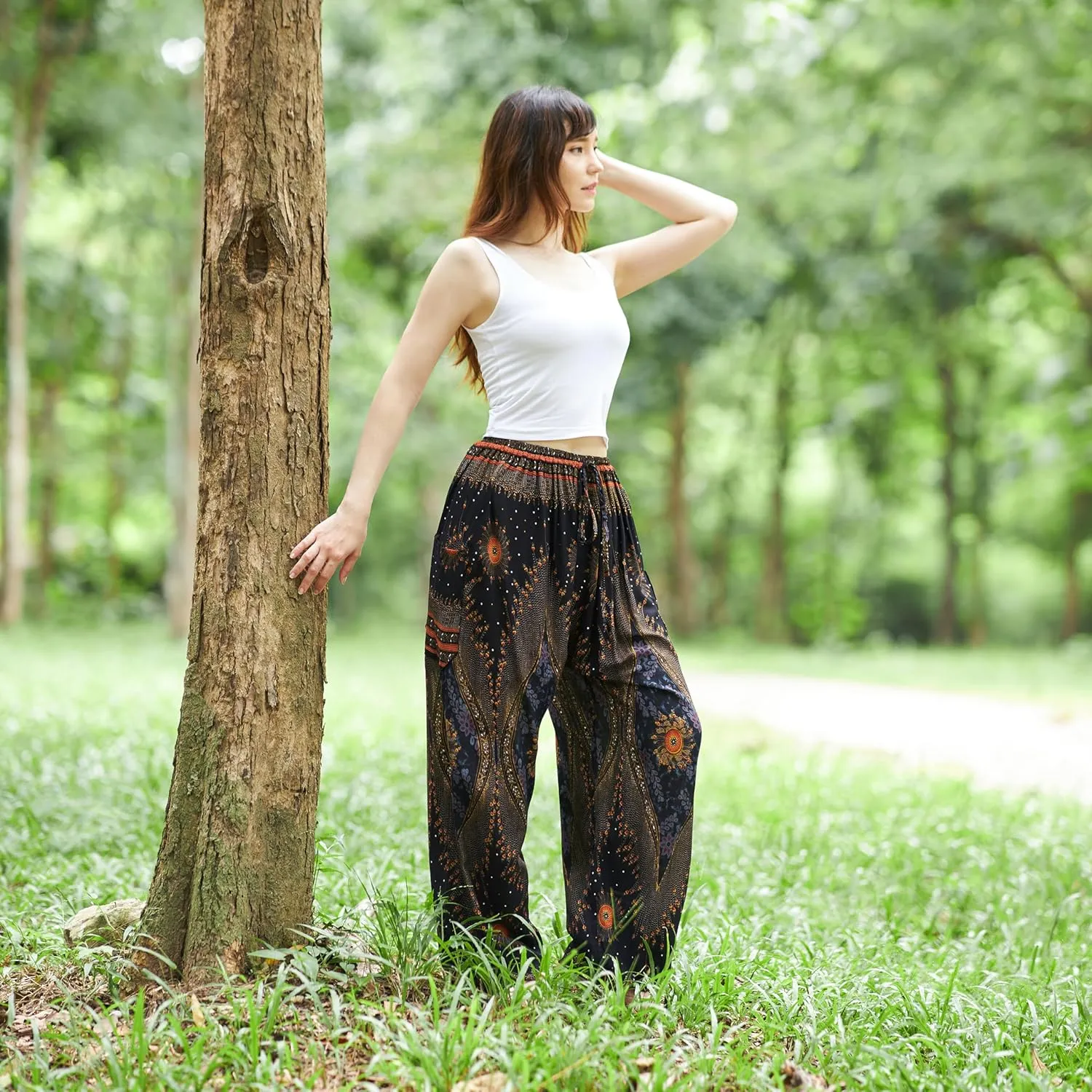 Lannaclothesdesign Women's Elephant Hippie Boho Yoga Harem Pants