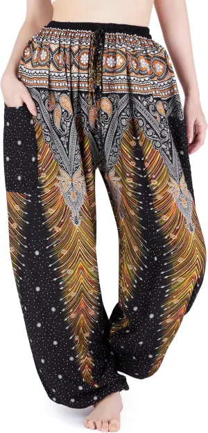Lannaclothesdesign Women's Elephant Hippie Boho Yoga Harem Pants