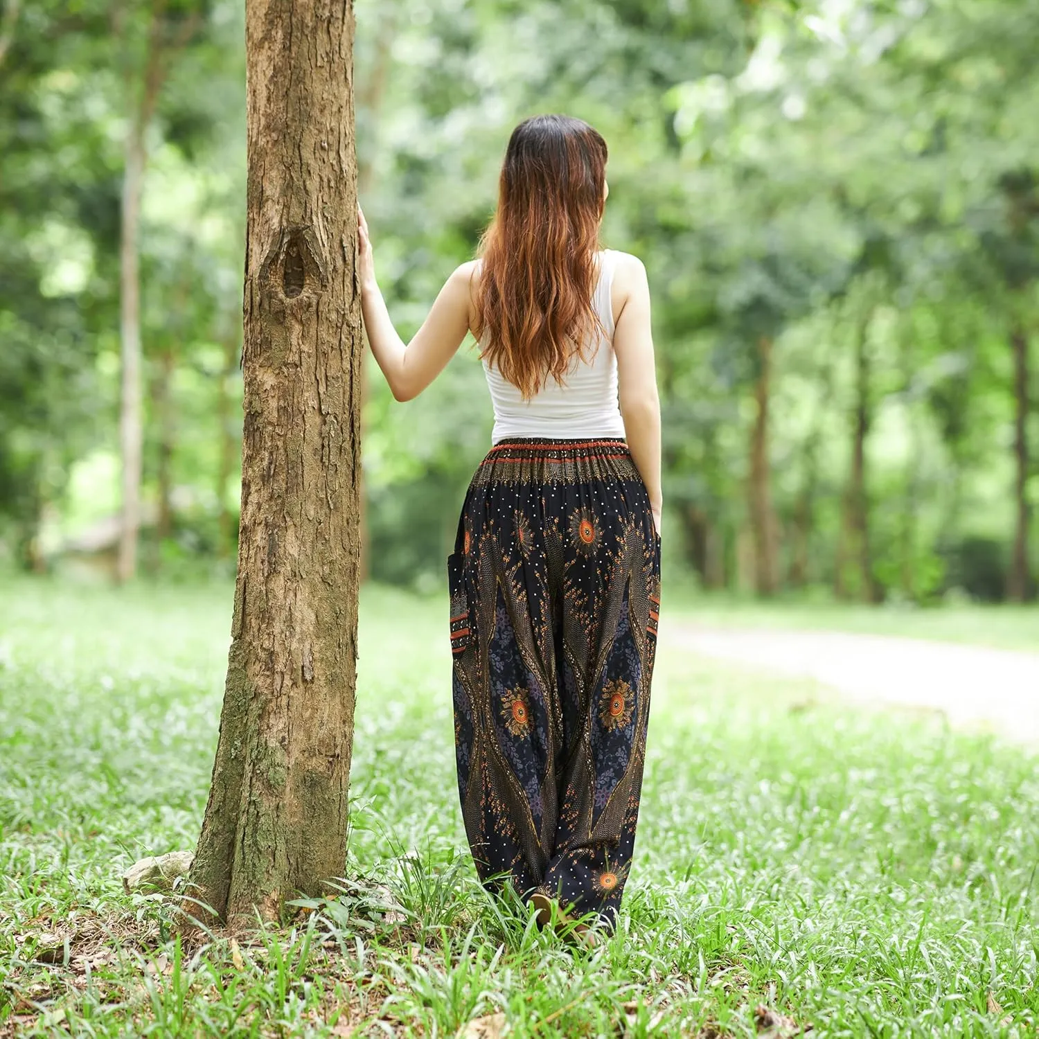 Lannaclothesdesign Women's Elephant Hippie Boho Yoga Harem Pants