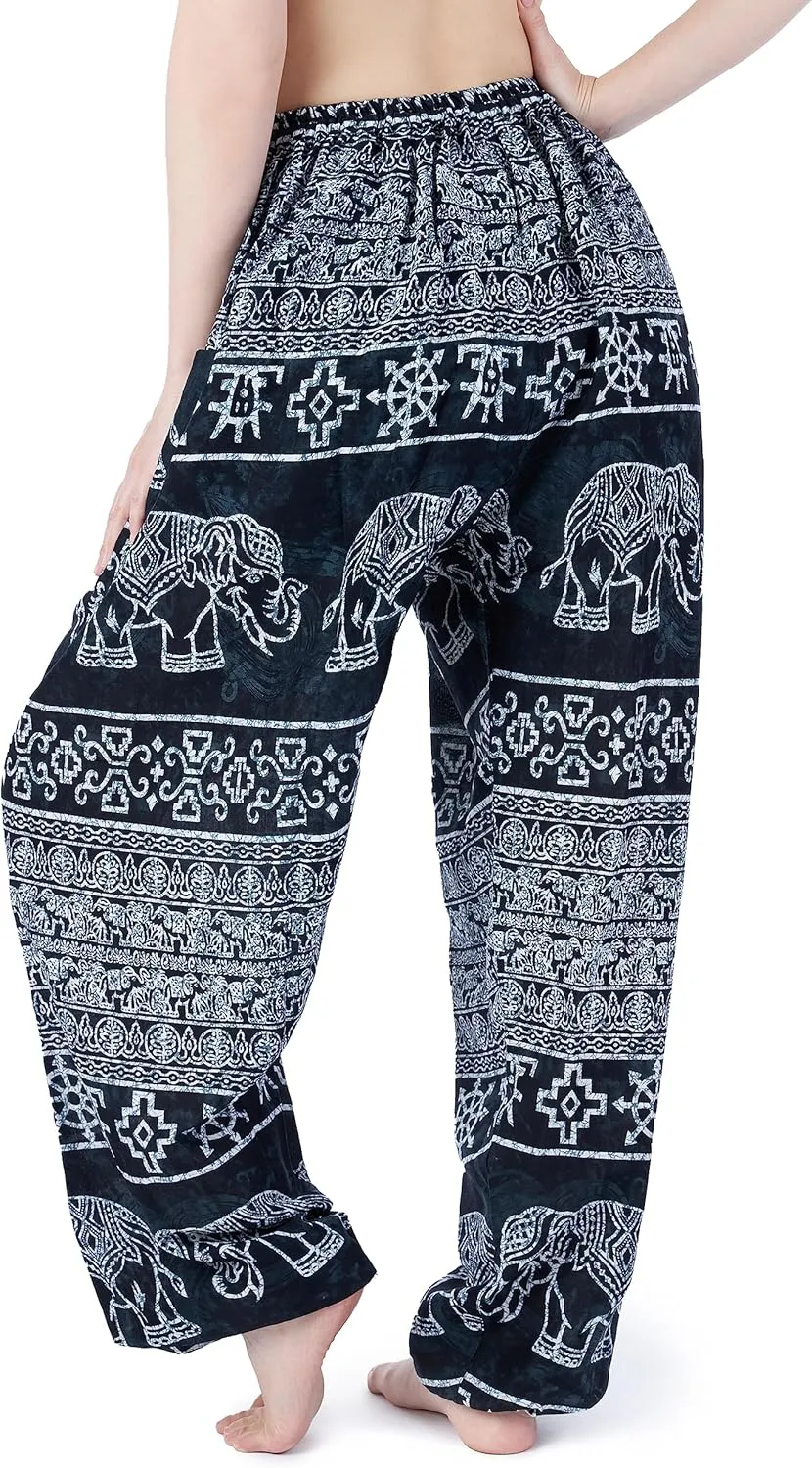 Lannaclothesdesign Women's Elephant Hippie Boho Yoga Harem Pants