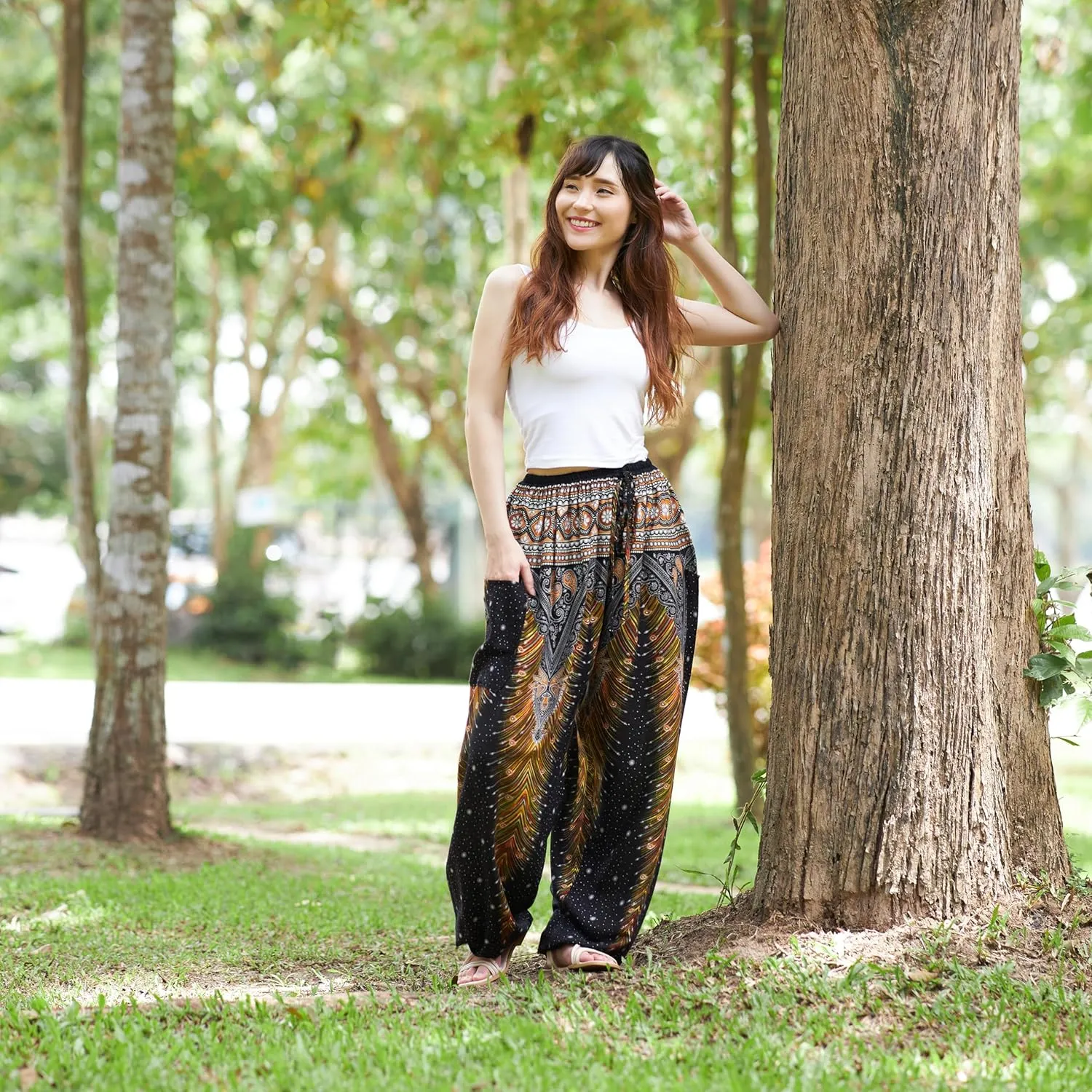 Lannaclothesdesign Women's Elephant Hippie Boho Yoga Harem Pants