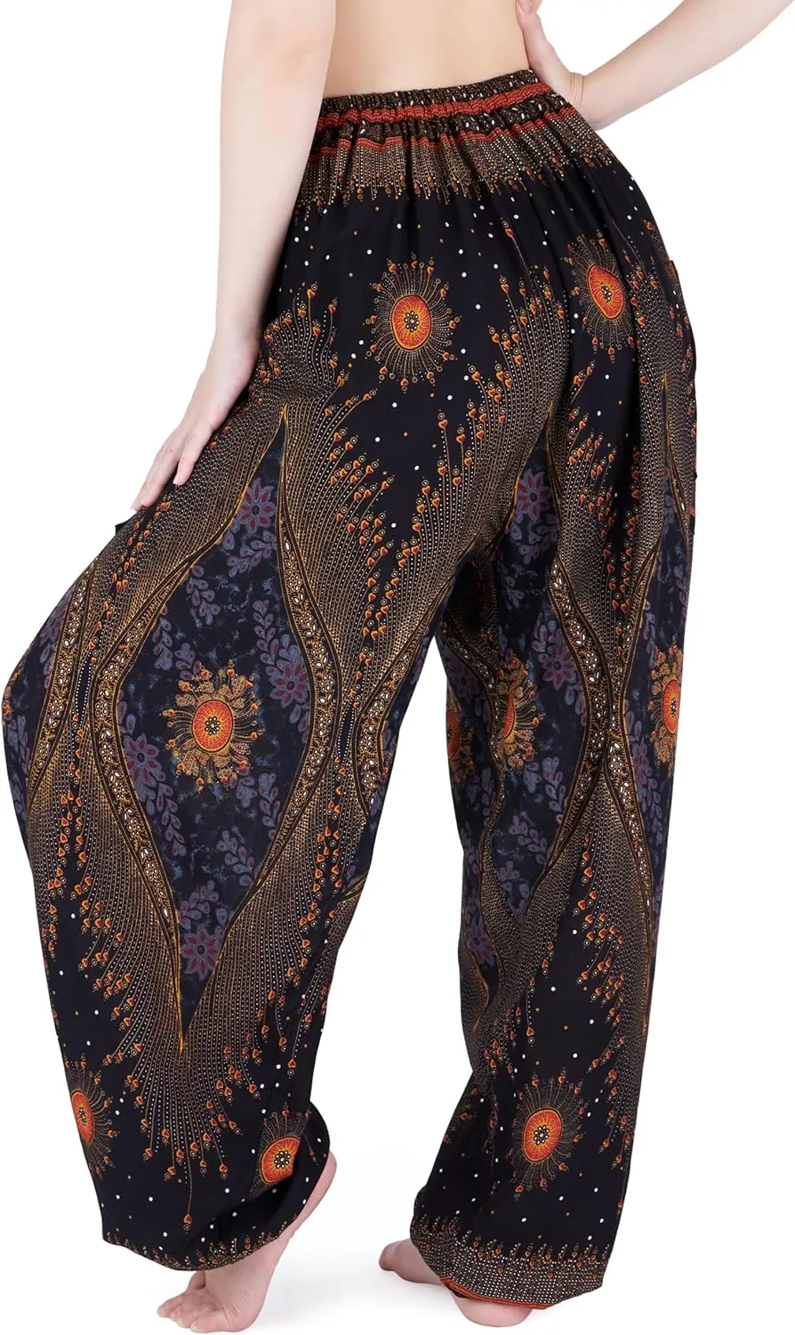 Lannaclothesdesign Women's Elephant Hippie Boho Yoga Harem Pants
