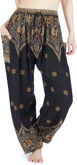 Lannaclothesdesign Women's Elephant Hippie Boho Yoga Harem Pants