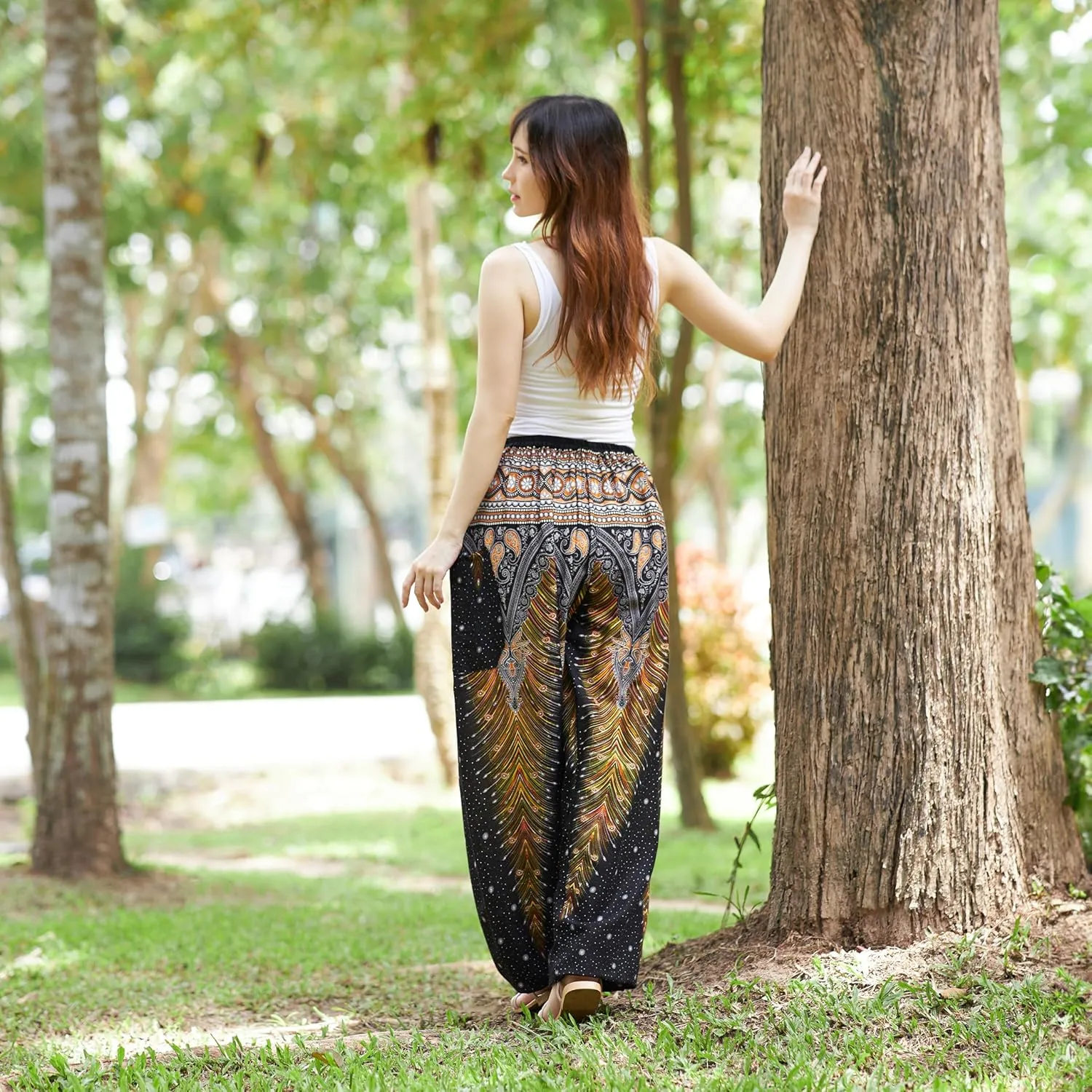 Lannaclothesdesign Women's Elephant Hippie Boho Yoga Harem Pants