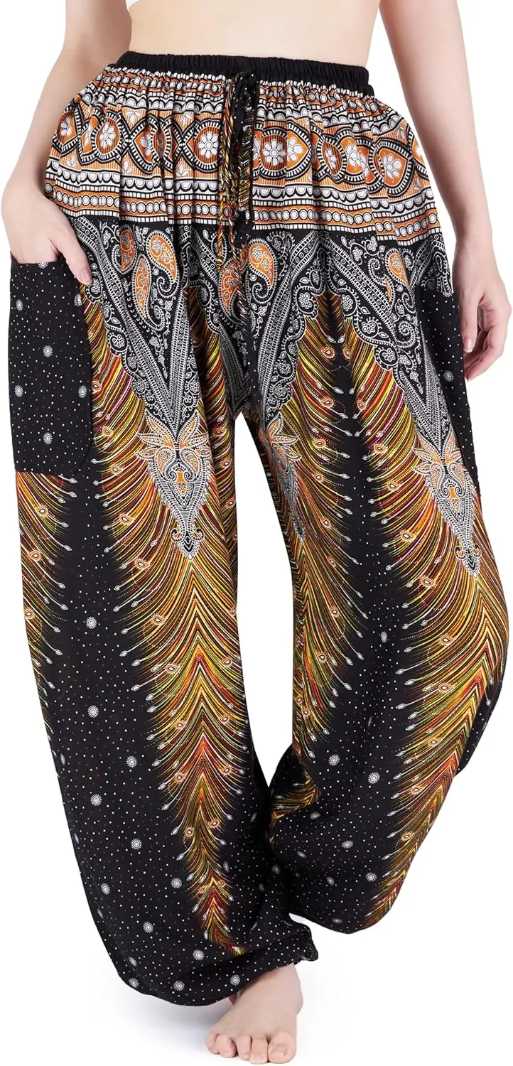 Lannaclothesdesign Women's Elephant Hippie Boho Yoga Harem Pants