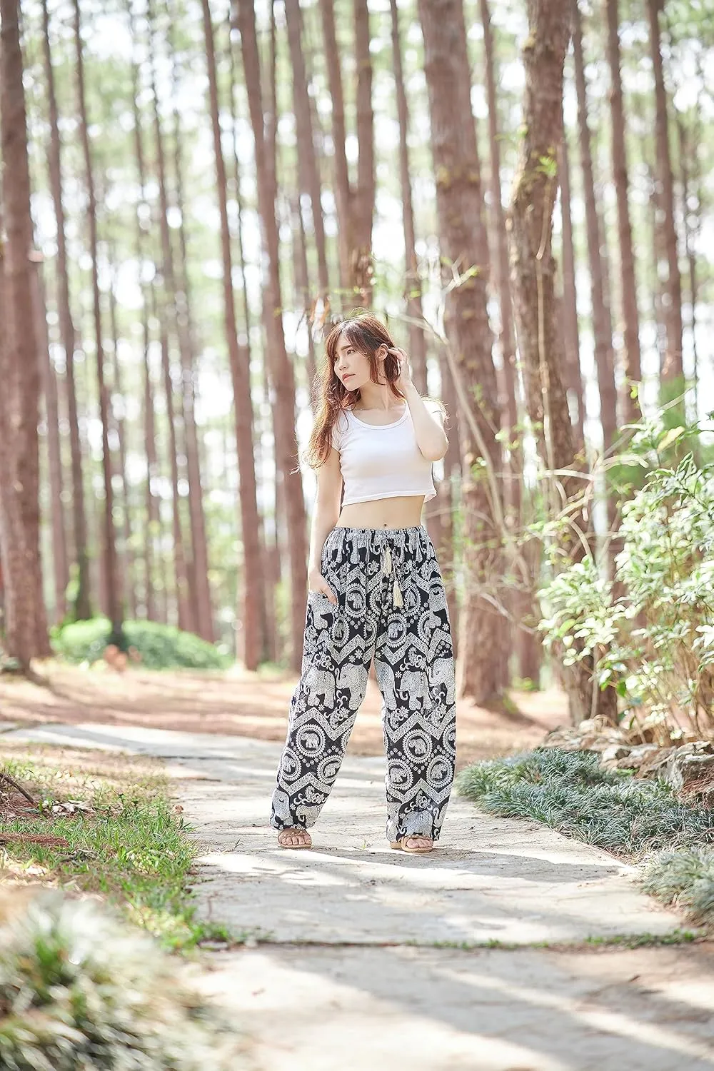 Lannaclothesdesign Women's Elephant Hippie Boho Yoga Harem Pants