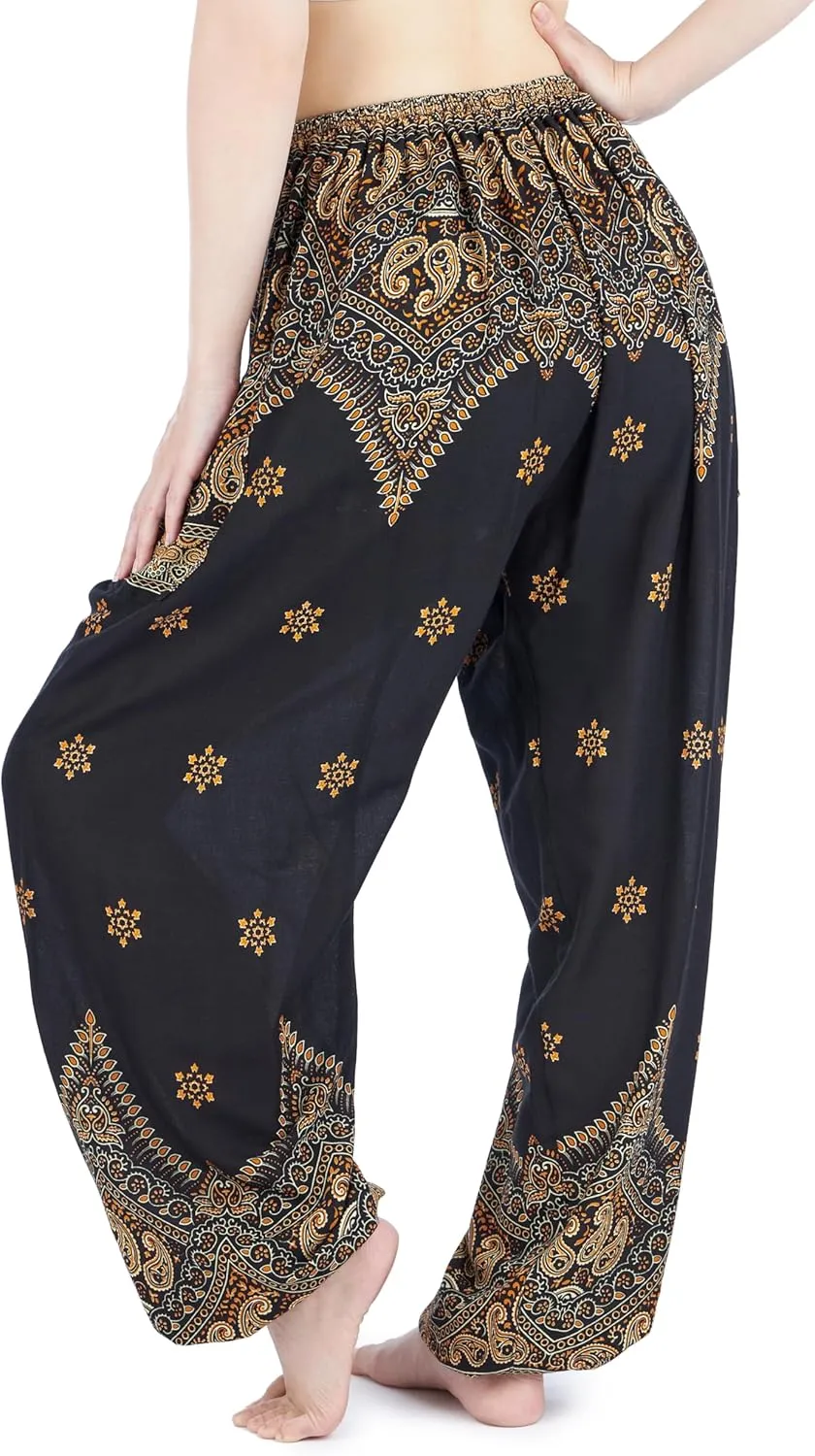 Lannaclothesdesign Women's Elephant Hippie Boho Yoga Harem Pants