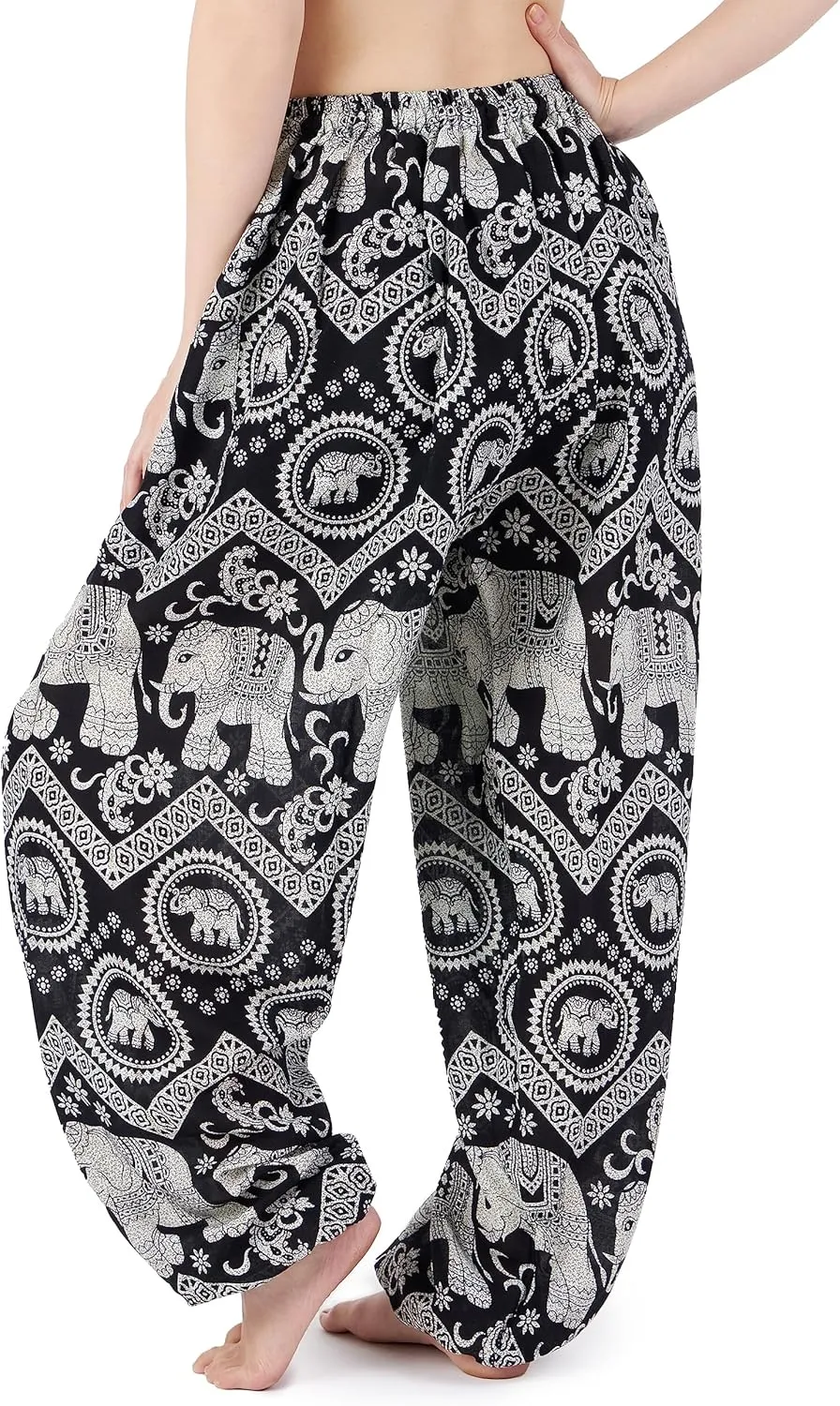 Lannaclothesdesign Women's Elephant Hippie Boho Yoga Harem Pants