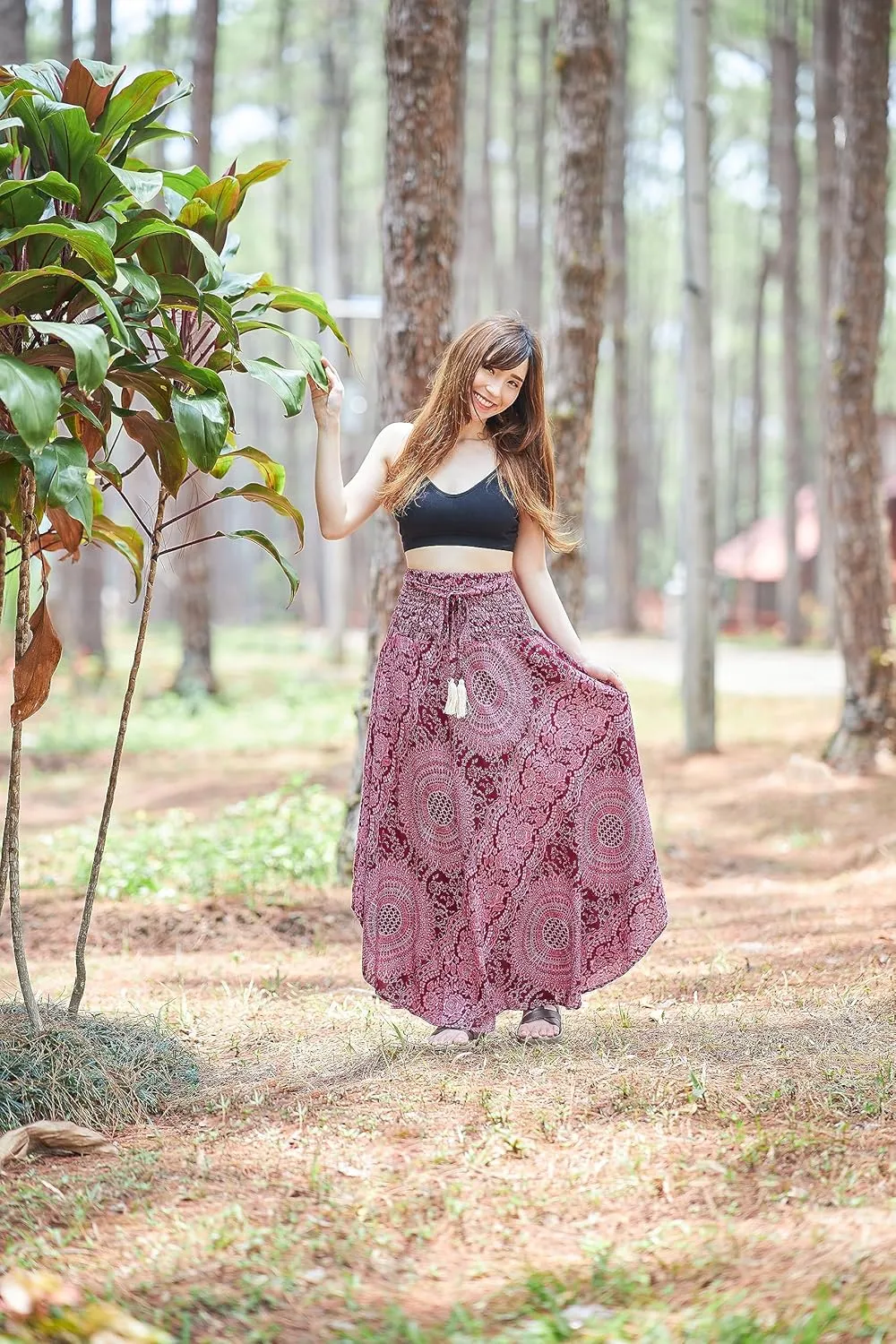 Lannaclothesdesign Women's Long Maxi Skirt Bohemian Gypsy Hippie Style Clothing Boho Skirts