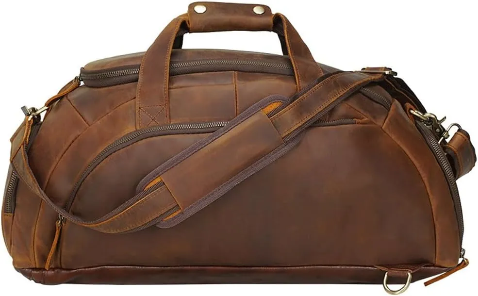 Leather Portable Travel Bag Can Shoulder Back Men's Vintage Cowhide Single Shoulder Crossbody Duffel Bag