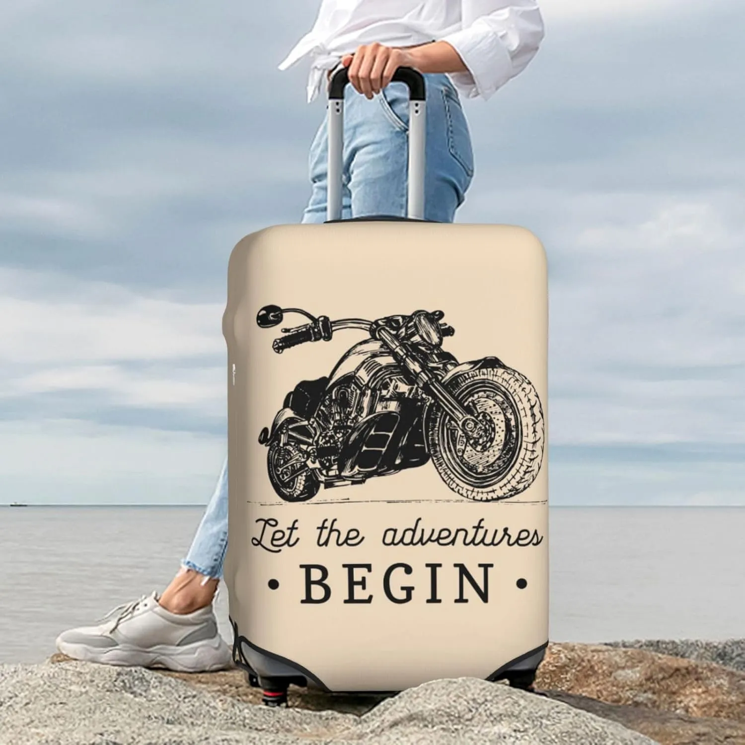 Let The Adventure Begin Print Washable Luggage Cover - Fashion Suitcase Protector Fits 18-32 Inch Luggage