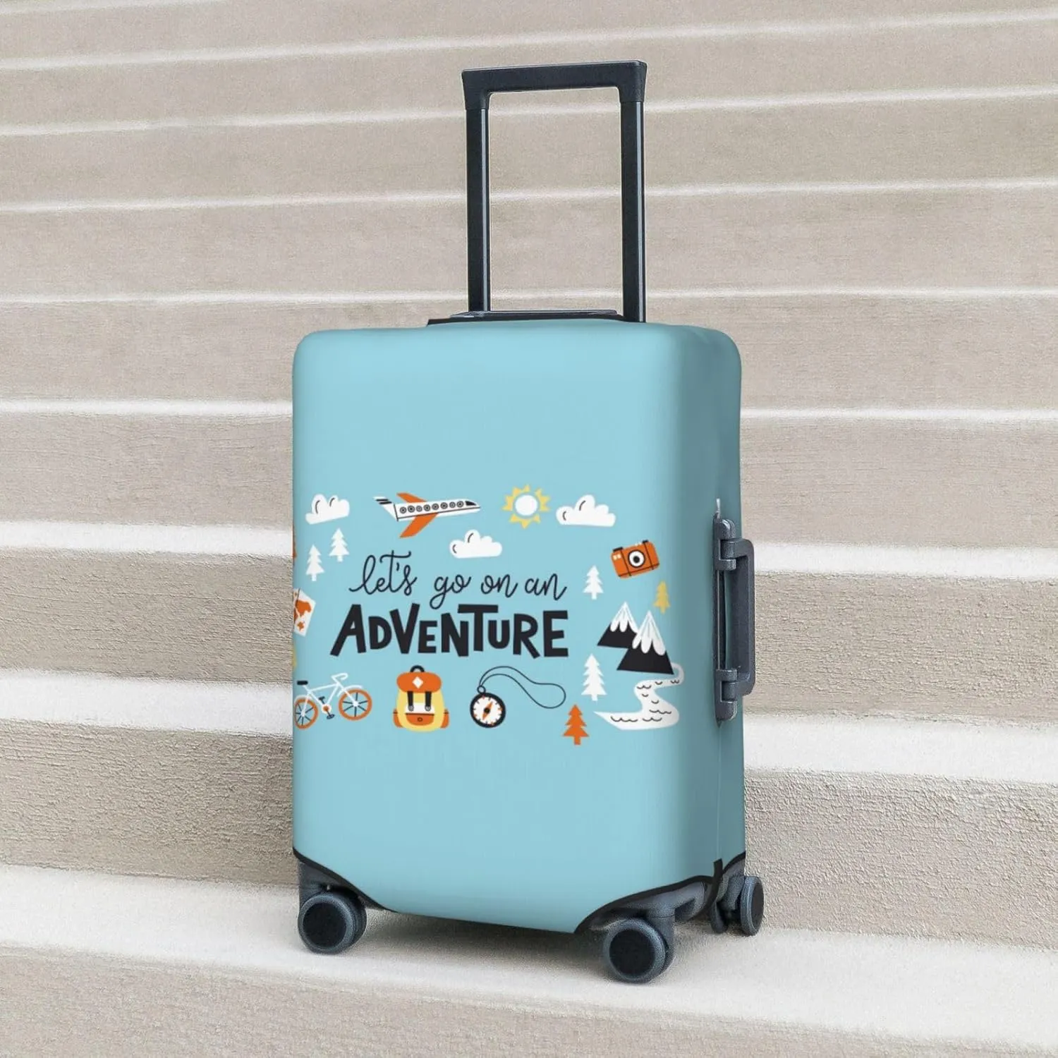 Let'S Go On An Adventure Print Washable Luggage Cover - Fashion Suitcase Protector Fits 18-32 Inch Luggage