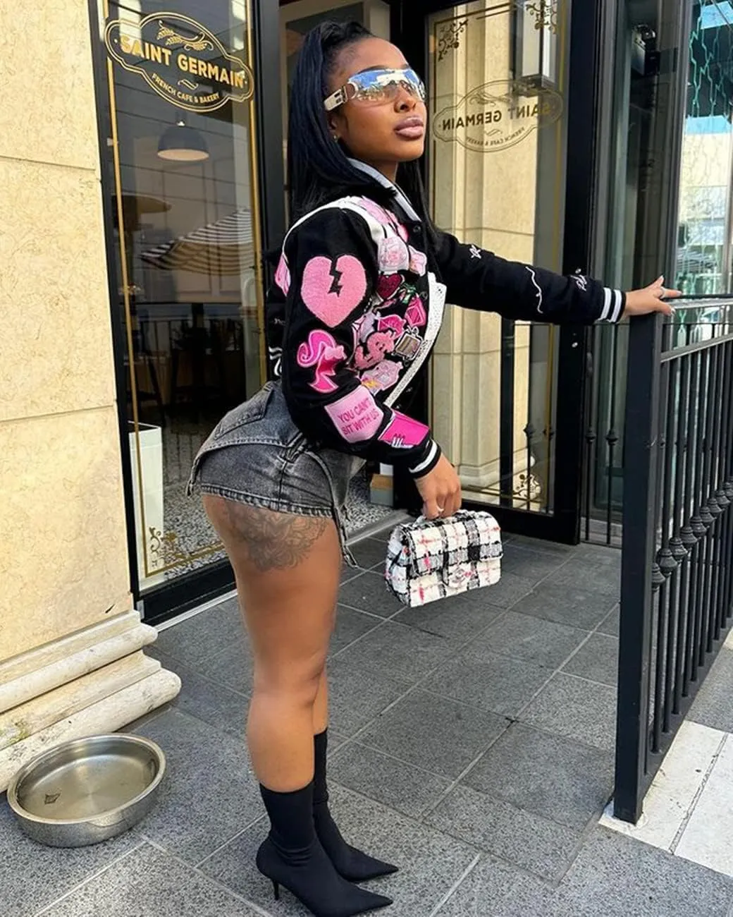 LETSVDO Women's Denim Shorts Cargo Y2k High Waisted Asymmetrical Pockets Jean Wrap Stretchy Skorts Streetwear Summer