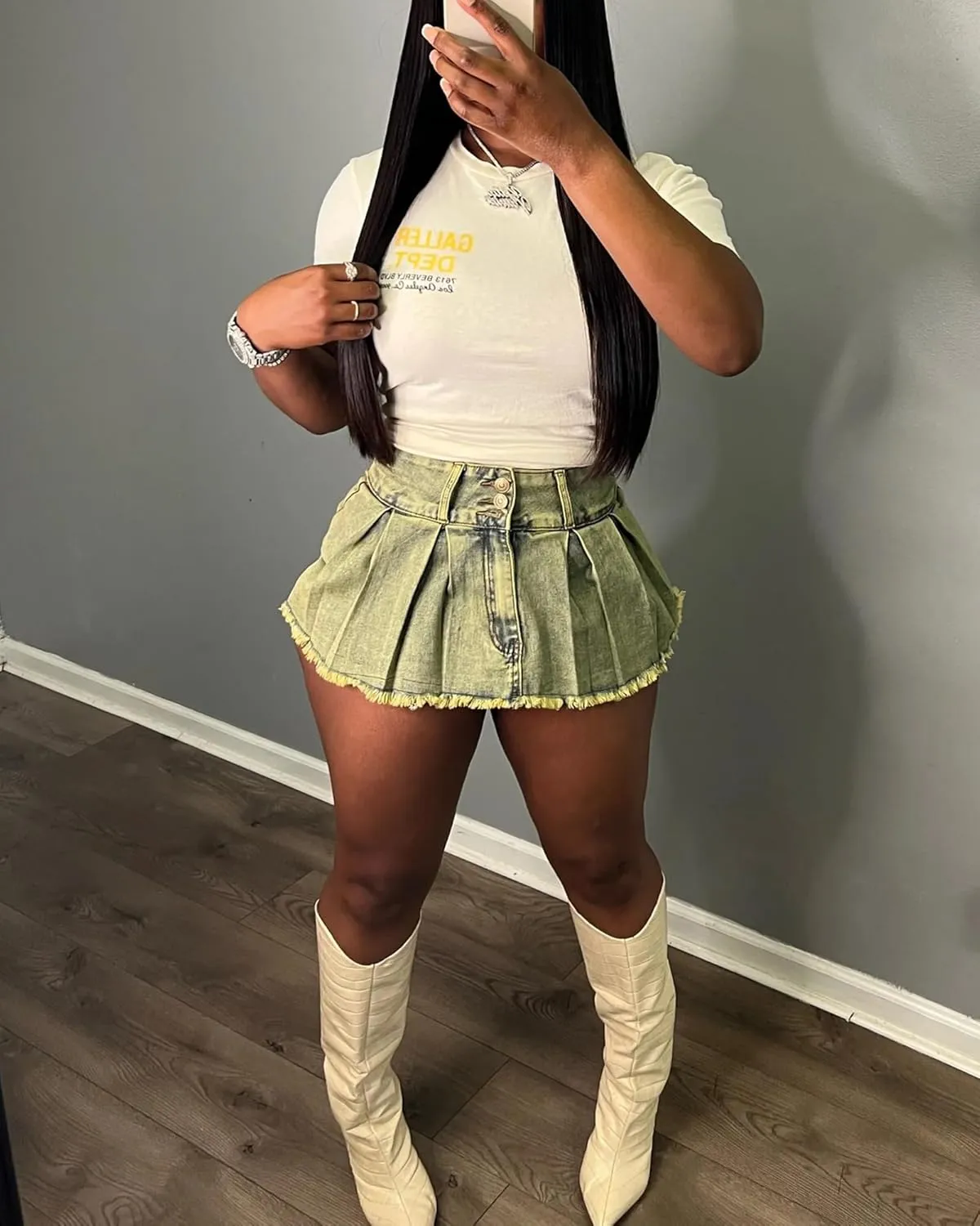 LETSVDO Women's Denim Shorts Cargo Y2k High Waisted Asymmetrical Pockets Jean Wrap Stretchy Skorts Streetwear Summer