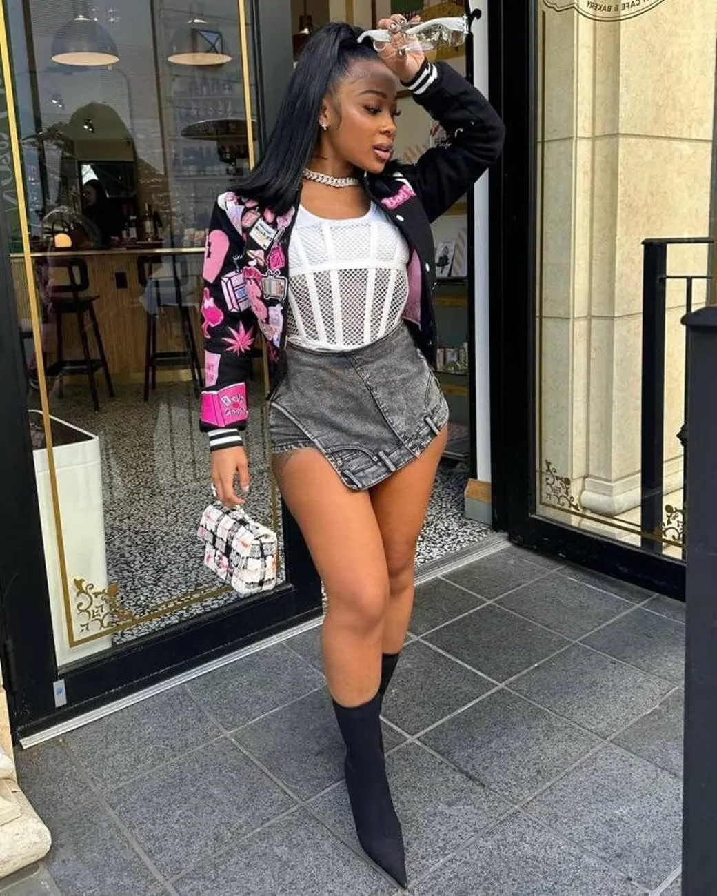 LETSVDO Women's Denim Shorts Cargo Y2k High Waisted Asymmetrical Pockets Jean Wrap Stretchy Skorts Streetwear Summer