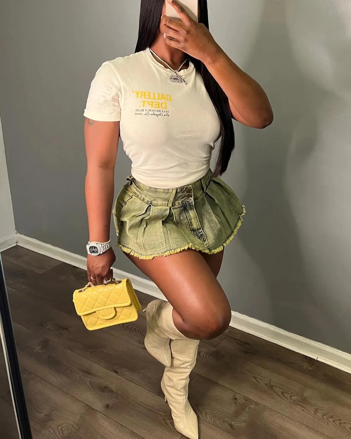LETSVDO Women's Denim Shorts Cargo Y2k High Waisted Asymmetrical Pockets Jean Wrap Stretchy Skorts Streetwear Summer