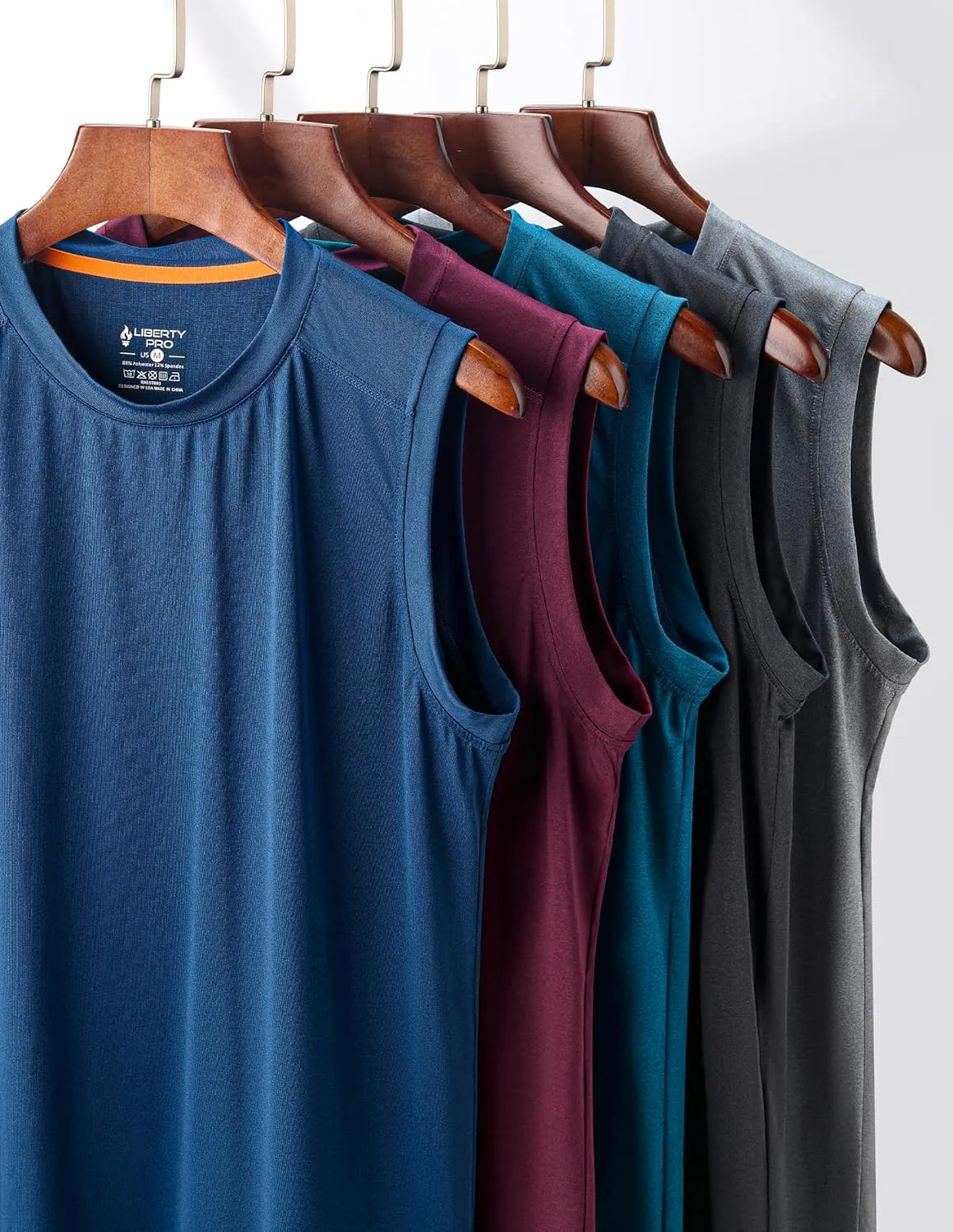 Liberty Imports Pack of 5 Men's Stretch Cool Dry Muscle Tank Tops Athletic Crewneck Sleeveless Workout Shirts