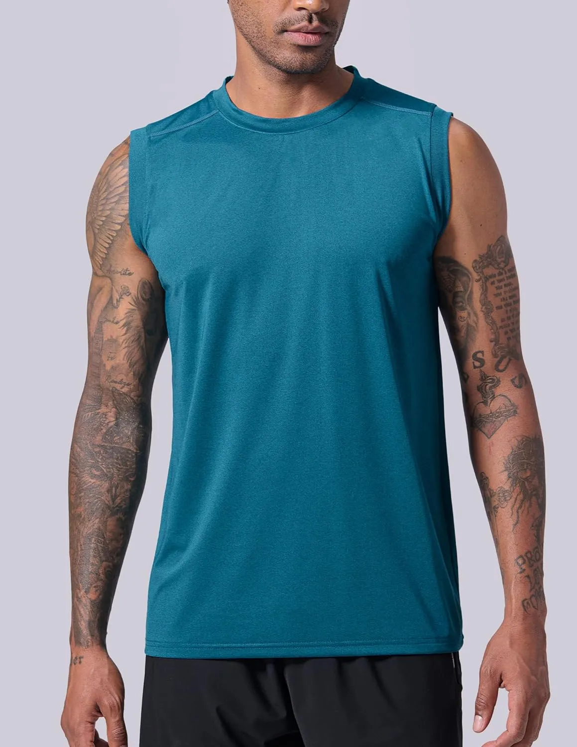 Liberty Imports Pack of 5 Men's Stretch Cool Dry Muscle Tank Tops Athletic Crewneck Sleeveless Workout Shirts