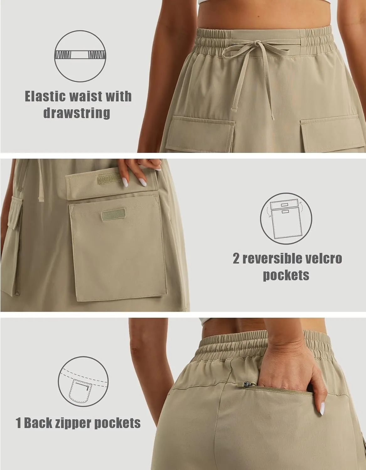 Libin Women's Cargo Skort High Waisted Dressy Casual Hiking Golf Skirts Quick Dry Athletic Tennis Shorts with Pockets