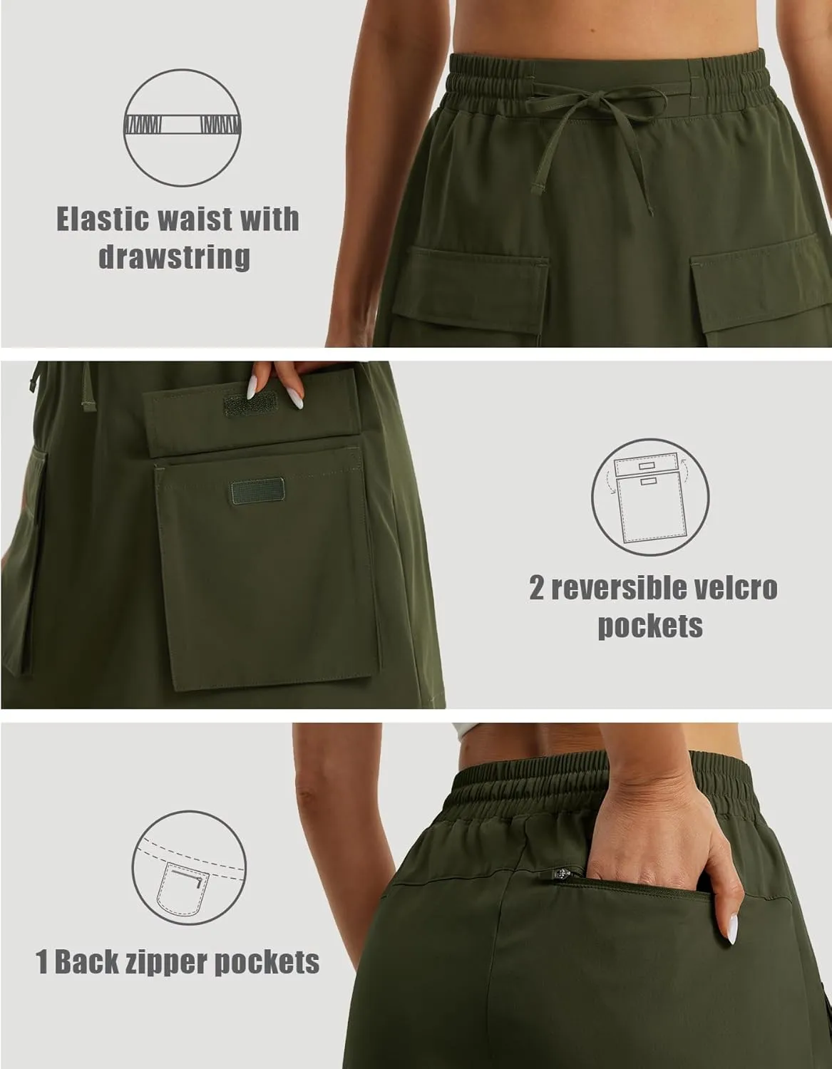Libin Women's Cargo Skort High Waisted Dressy Casual Hiking Golf Skirts Quick Dry Athletic Tennis Shorts with Pockets