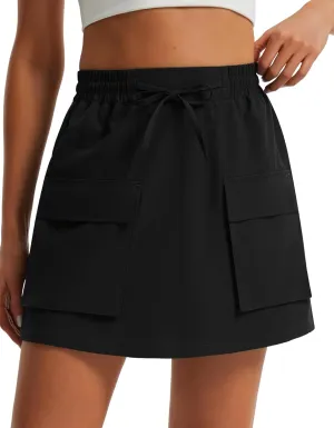 Libin Women's Cargo Skort High Waisted Dressy Casual Hiking Golf Skirts Quick Dry Athletic Tennis Shorts with Pockets
