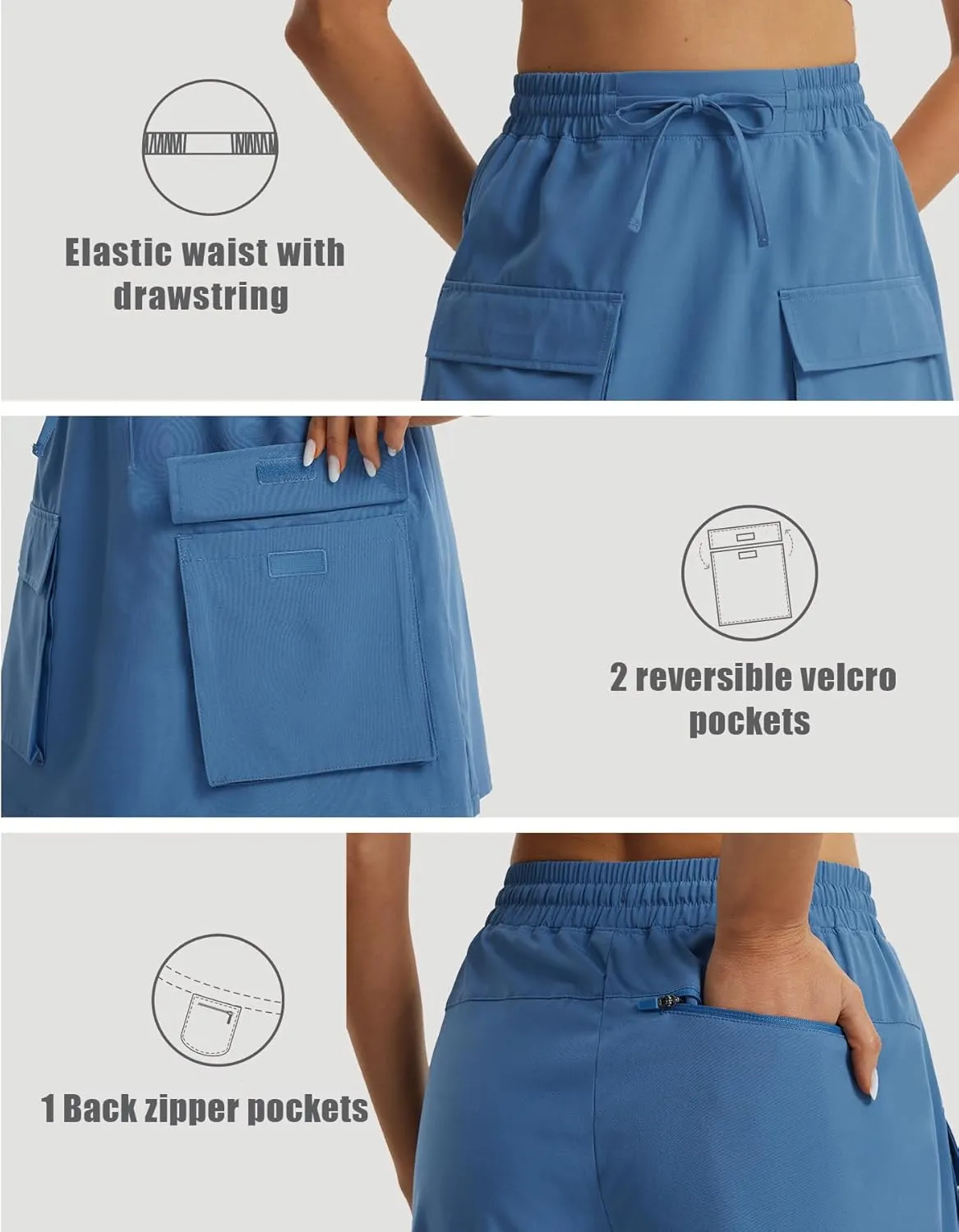 Libin Women's Cargo Skort High Waisted Dressy Casual Hiking Golf Skirts Quick Dry Athletic Tennis Shorts with Pockets