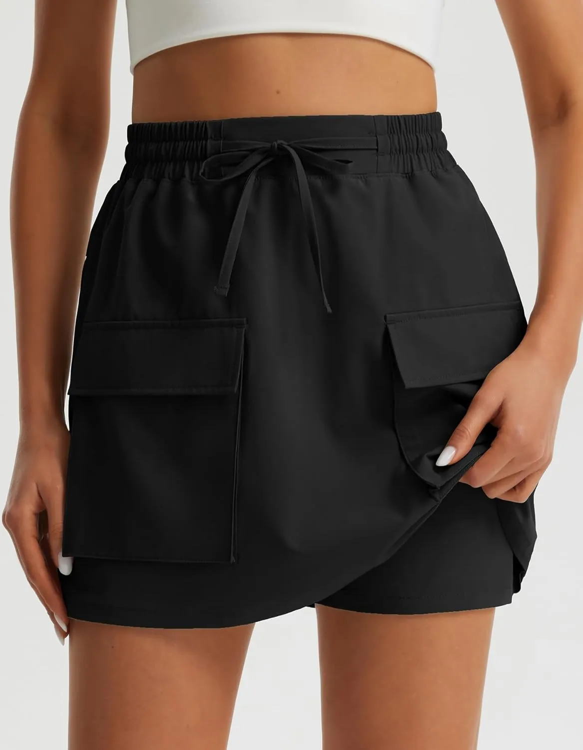 Libin Women's Cargo Skort High Waisted Dressy Casual Hiking Golf Skirts Quick Dry Athletic Tennis Shorts with Pockets