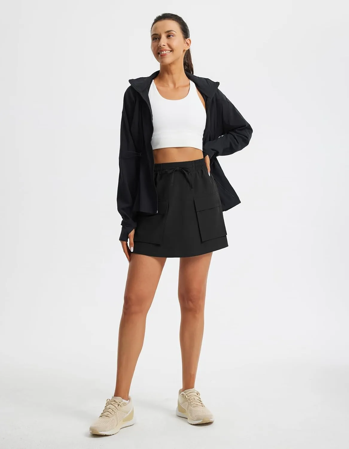 Libin Women's Cargo Skort High Waisted Dressy Casual Hiking Golf Skirts Quick Dry Athletic Tennis Shorts with Pockets
