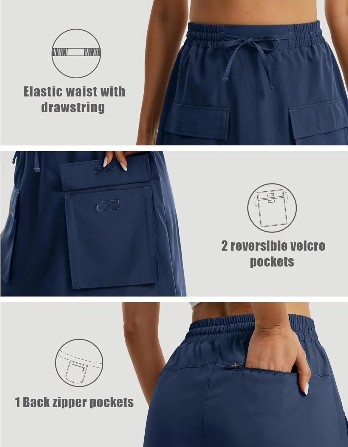 Libin Women's Cargo Skort High Waisted Dressy Casual Hiking Golf Skirts Quick Dry Athletic Tennis Shorts with Pockets