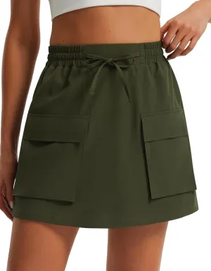 Libin Women's Cargo Skort High Waisted Dressy Casual Hiking Golf Skirts Quick Dry Athletic Tennis Shorts with Pockets