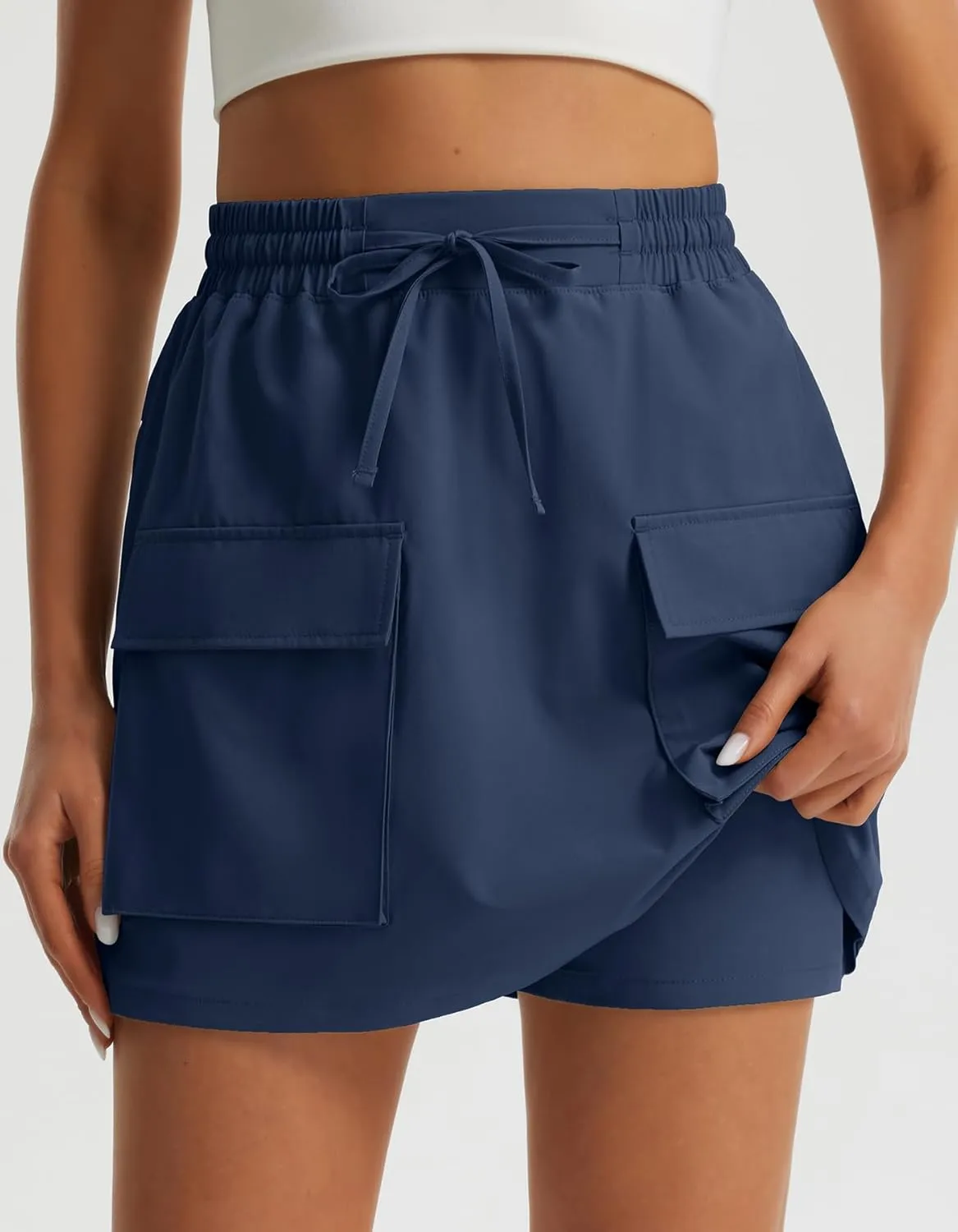Libin Women's Cargo Skort High Waisted Dressy Casual Hiking Golf Skirts Quick Dry Athletic Tennis Shorts with Pockets