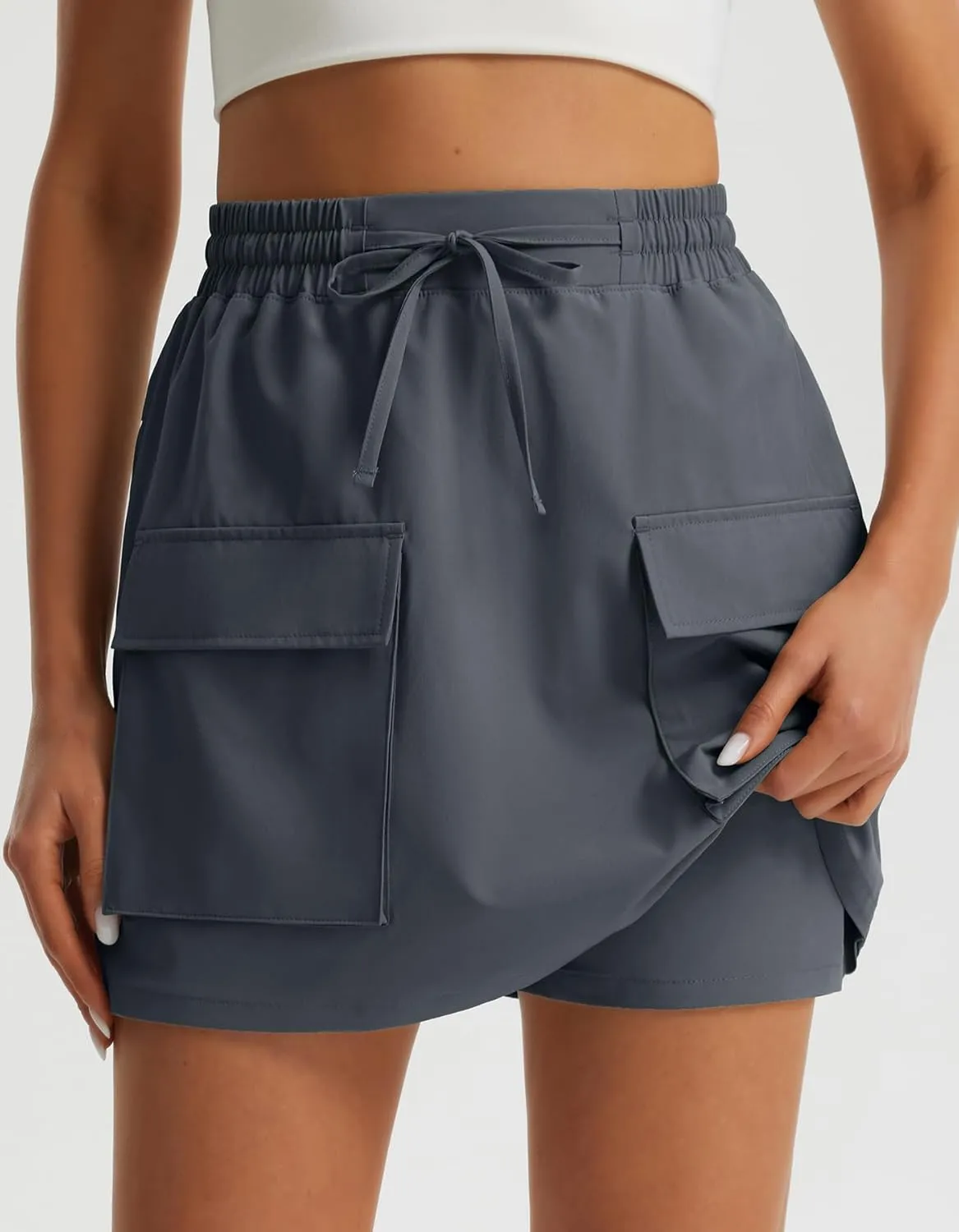 Libin Women's Cargo Skort High Waisted Dressy Casual Hiking Golf Skirts Quick Dry Athletic Tennis Shorts with Pockets
