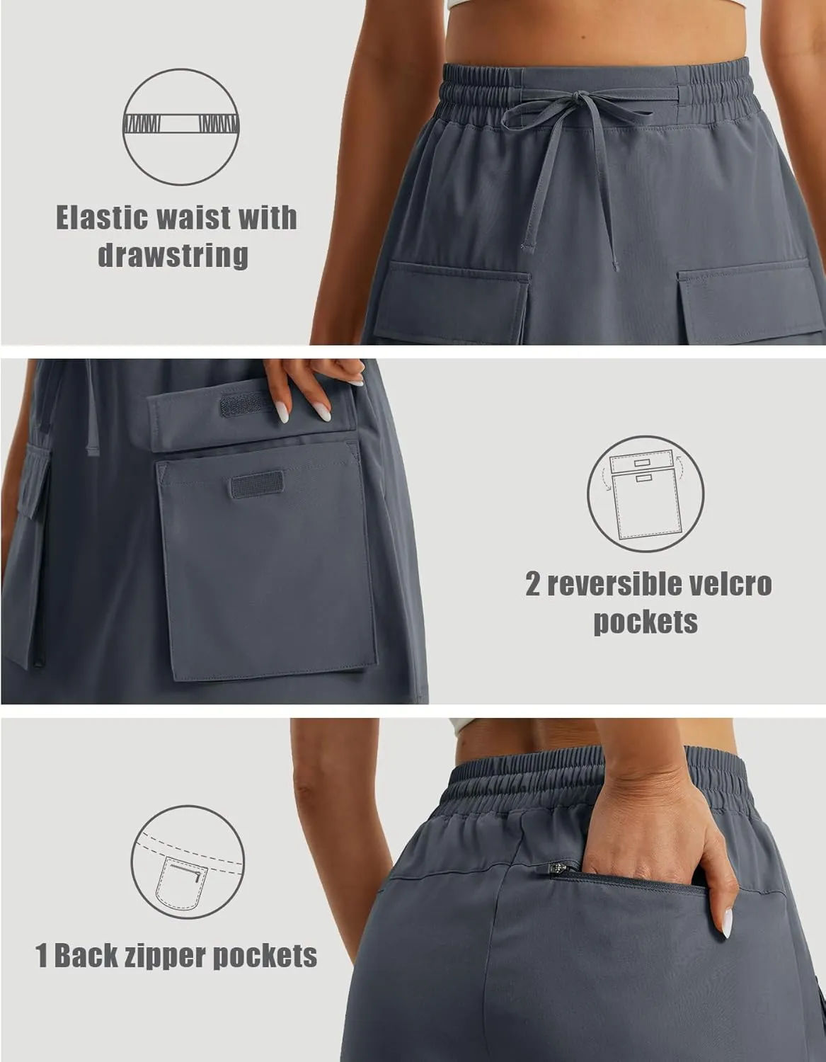 Libin Women's Cargo Skort High Waisted Dressy Casual Hiking Golf Skirts Quick Dry Athletic Tennis Shorts with Pockets