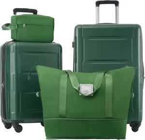 Lightweight 2 Piece Luggage Set for Stress-Free Travel, Expandable Spinner Wheels, Designed for Adventure, Green