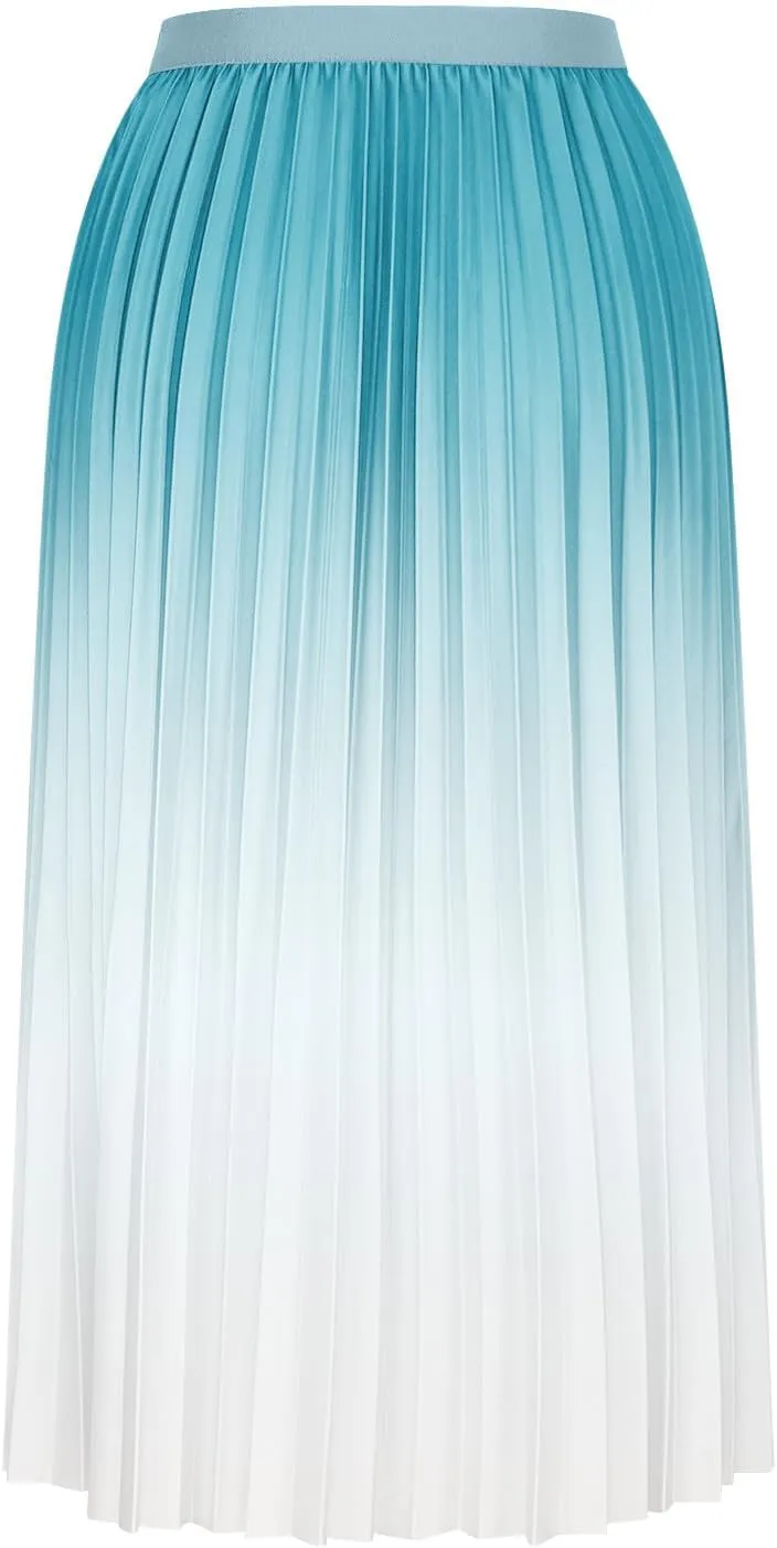Long Skirts for Women Trendy High Waisted A Line Maxi Skirt Casual Gradient Flowy Pleated Vacation Boho Beach Skirt