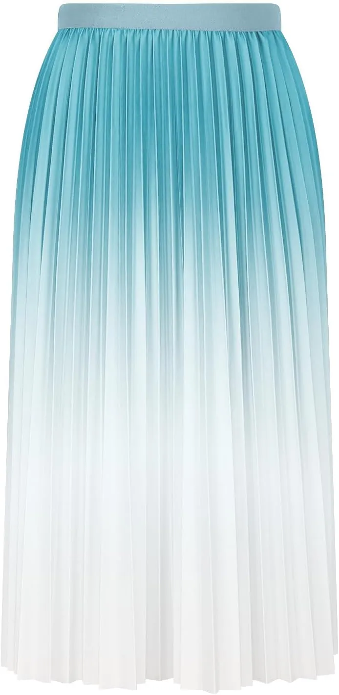 Long Skirts for Women Trendy High Waisted A Line Maxi Skirt Casual Gradient Flowy Pleated Vacation Boho Beach Skirt