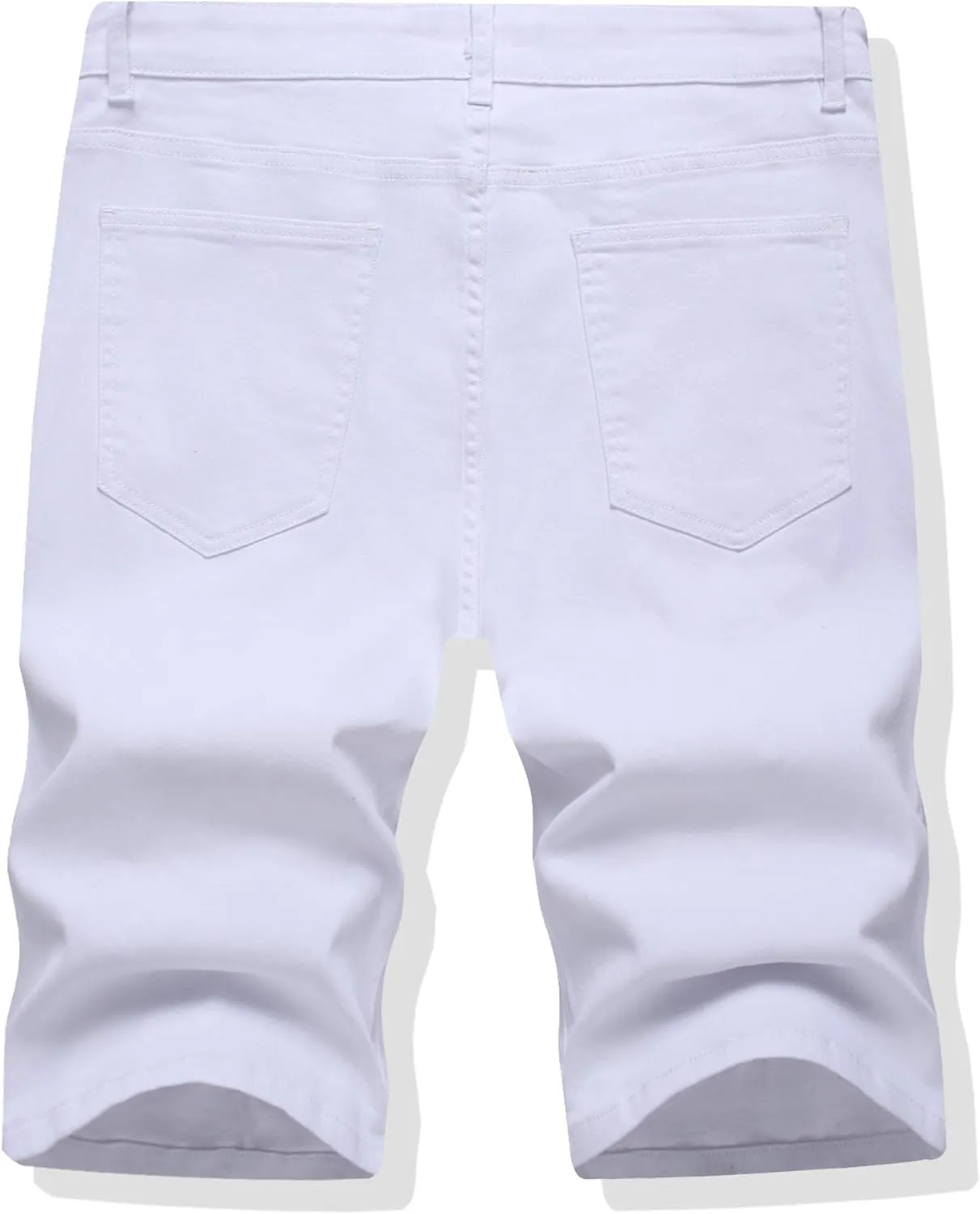 LONGBIDA Men's Ripped Shorts Jeans Loose Fit Classic Stretch Destroyed Casual Denim Short