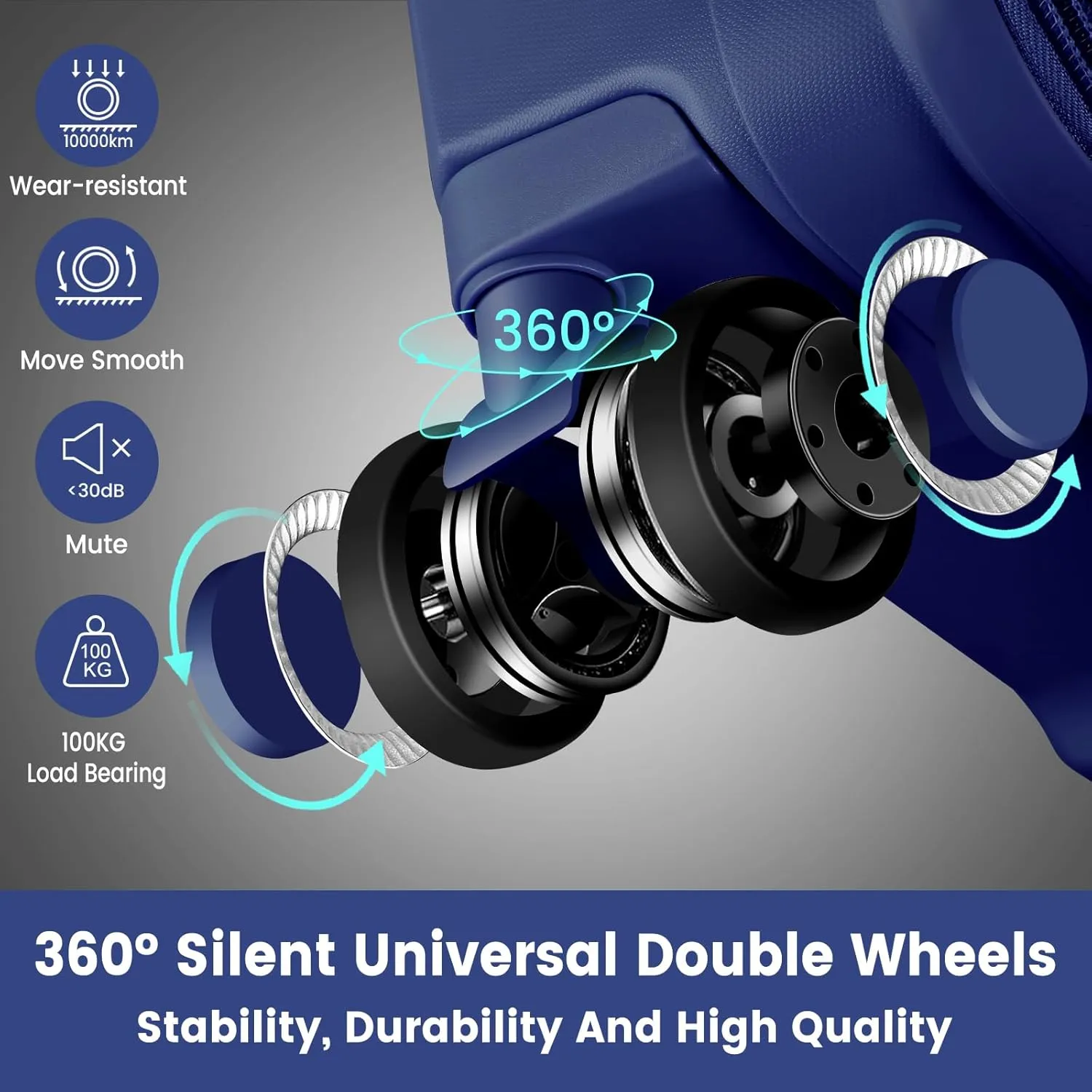 Luggage Sets with Spinner Wheels (20/24/28 Inch), PP ABS Suitcase Sets