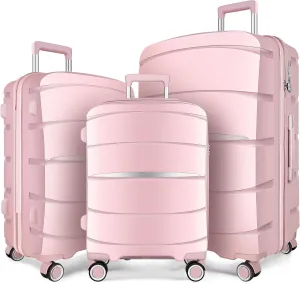 Luggage Sets with Spinner Wheels (20/24/28 Inch), PP ABS Suitcase Sets