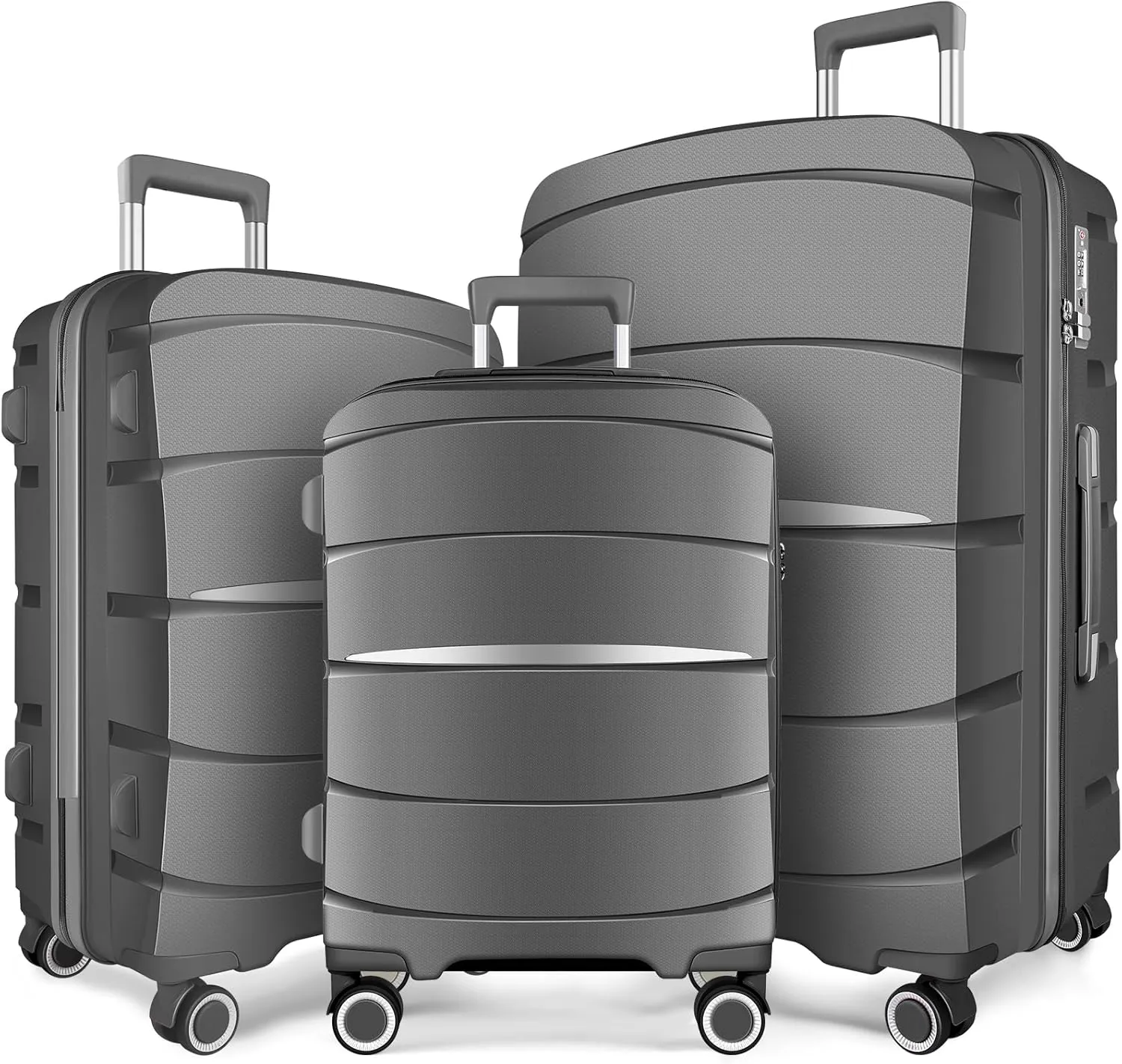 Luggage Sets with Spinner Wheels (20/24/28 Inch), PP ABS Suitcase Sets