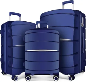 Luggage Sets with Spinner Wheels (20/24/28 Inch), PP ABS Suitcase Sets