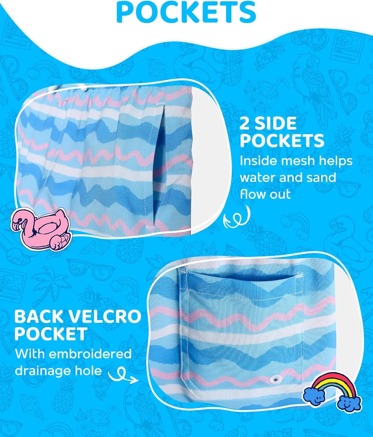 maamgic Boys Swim Trunks with Compression Liner 4-Way Stretch Quick Dry Bathing Suit Toddler Beach Shorts