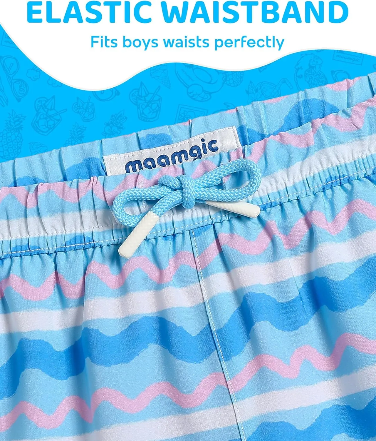 maamgic Boys Swim Trunks with Compression Liner 4-Way Stretch Quick Dry Bathing Suit Toddler Beach Shorts