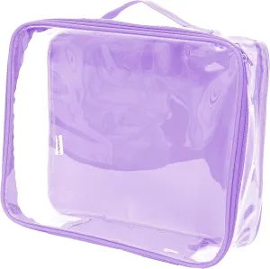Medium Clear Travel Packing Cube/See-Through Clothes Organizer for Carry on & Checked Suitcase, RV or Camping/Transparent Storage Cell/Doll Storage/Game Day Stadium Approved (Lilac)