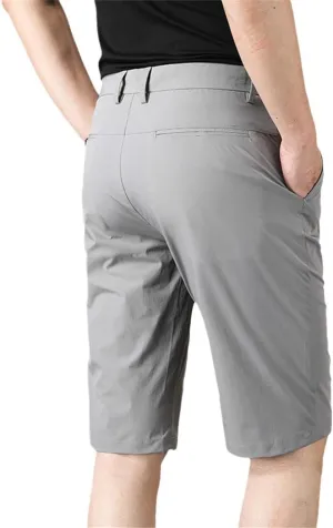 Men Summer Casual Solid Color Pants Slim Fit Mid Straight Knee Shorts Plus Size Gray