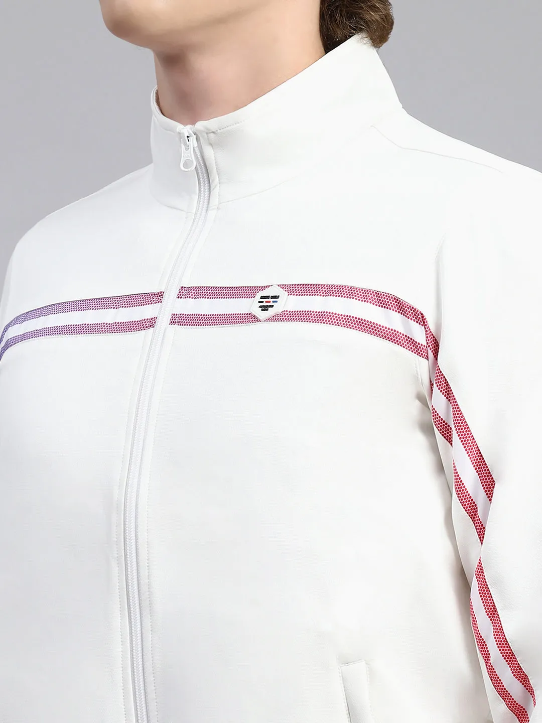 Men White Plain Tracksuit