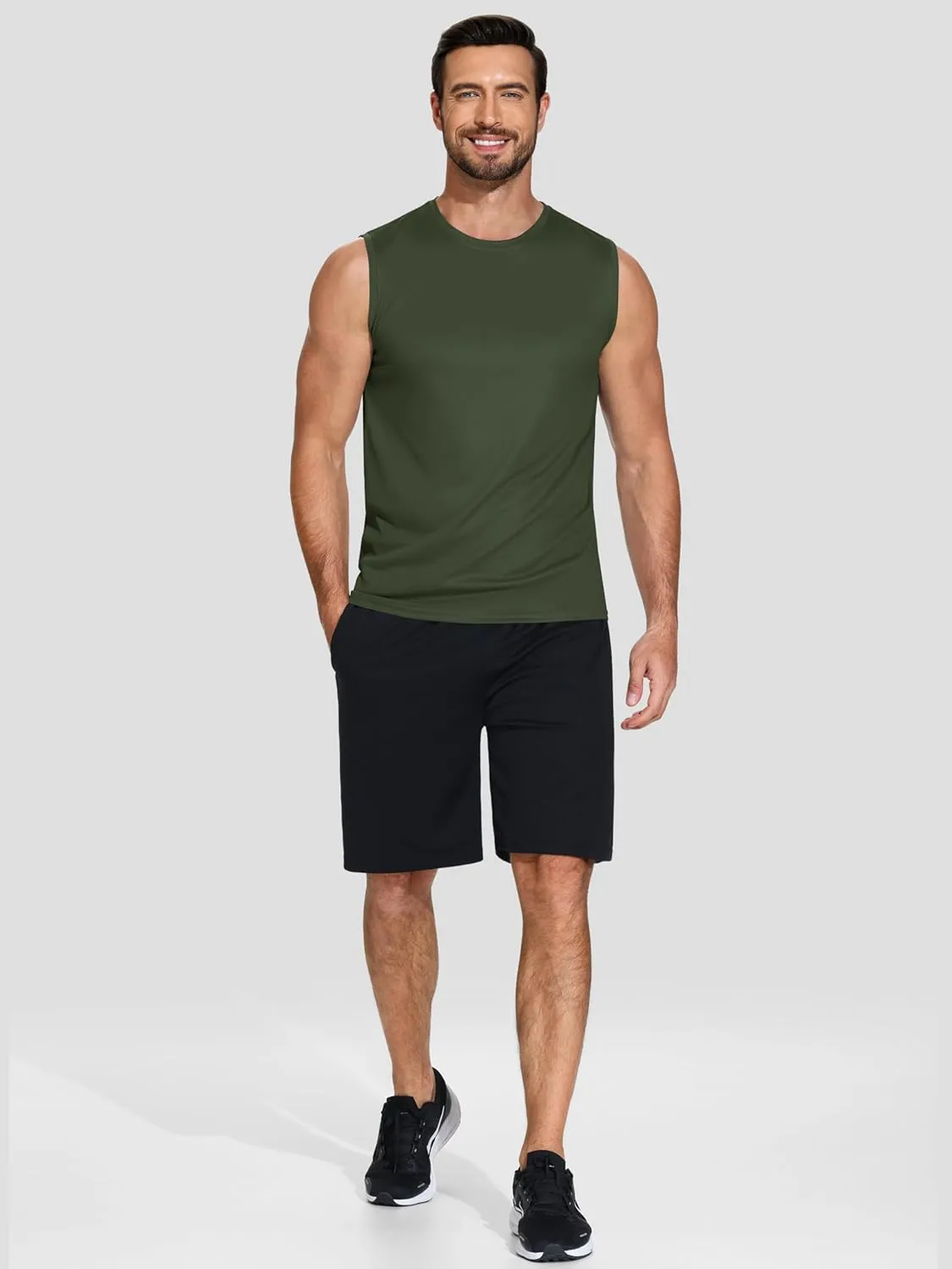 Men's 5 Pack Dry Fit Quick Dry Tech Performance Sleeveless T Shirts Mesh Workout Gym Muscle Running Tank Tops